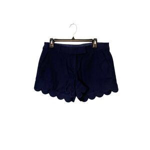 J. Crew Navy Blue Scalloped Hem Linen Blend‎ Shorts Size 8